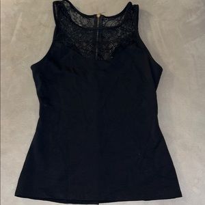 Black express lace neck top